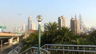 Shanghai  View from walkway at Yanan Elevated Road （延安高架路）2015 01 04 [upl. by Ardme]