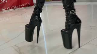 10 inch 25cm Platform High Heels Boots walking [upl. by Ylus132]