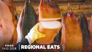 How Icelandic Fermented Shark Is Made  Regional Eats  Food Insider [upl. by Eolc]