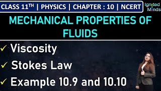 Class 11th Physics  Viscosity  Stokes Law  Example 109 and Example 1010  Chapter 10  NCERT [upl. by Devlen]