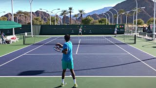 Gael Monfils amp Adrian Mannarino  IW Practice Court Level 60fps [upl. by Annig]