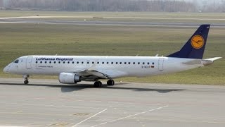 HD Lufthansa Embraer ERJ190 DAECF takeoff at Linz Hörsching LOWL LNZ [upl. by Fritts737]