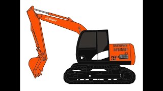 วาดรูปรถขุดดิน HITACHI ZAXIS 130 [upl. by Wilmar]