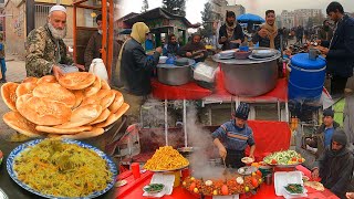 Breakfast in Kabul Afghanistan  Street food in Pole Khishti  Liver fry  Kabuli pulao  Milk Chai [upl. by Eilrac]