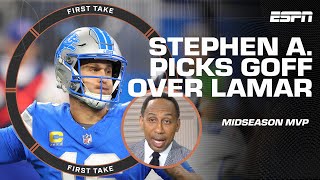 Stephen A OUTNUMBERED choosing Jared Goff OVER Lamar Jackson for NFL MVP 👀  First Take [upl. by Delamare]