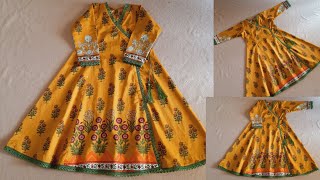 Angrakha Frock Cutting and Stitching 6 to 7 years  Frock Cutting and Stitching Step by Step [upl. by Nomyaw228]