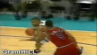 Grant Hill dunks on Juwan Howard Harvey Grant amp Gheorghe Muresan [upl. by Teplica]