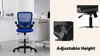 Serena Mesh Ergonomic Drafting Chair  Tall Office Chair for Standing Desk  OJCommerce [upl. by Enyehc]