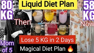 Liquid Diet Plan for Weight Loss  Lose 5 KG in 2 Days  Extreme Fat Loss at home by Kainat Abbas [upl. by Inneg395]