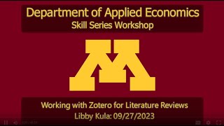 Skills Workshop Intro to Zotero and Efficient Literature Review Practices [upl. by Eiramesor253]