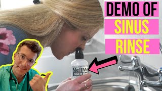 How to use NeilMed Sinus Rinse at home for nasal irrigation  including practical demonstration [upl. by Ayouqes]