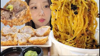 마제소바에 히레카츠 조합 🔥 Maze Soba Noodles amp HireKatsu 🔥ASMR Eating [upl. by Liuka]