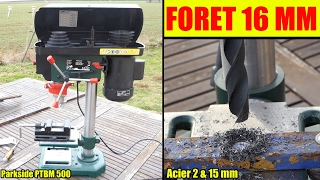 perceuse à colonne lidl parkside test foret acier 16 mm  bench pillar drill tischbohrmaschine [upl. by Scriven]