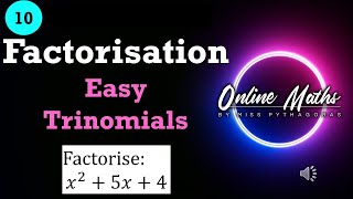 Grade 10 Factorisation L3 Trinomials Easy  Mathematics [upl. by Vasili818]