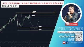 Live Trading FOMC Member Harker Speaks 22102024 [upl. by Ennovyhc]