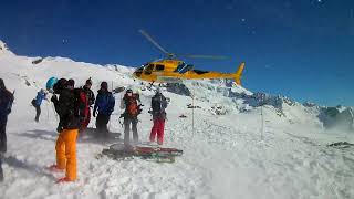 Helicopter landings amp takeoffs heliski in Monterosa Italy [upl. by Yeclek65]