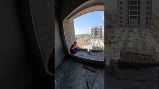 Spiderman rooftop freerun pov😂parkourfreerun rooftop shortslife spiderman [upl. by Psyche783]