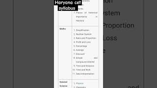 Haryana cet full syllabus haryana cet syllabus for group c post haryana police syllabus [upl. by Wehtta]