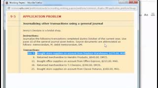 Chapter 95 Journalizing Other Transactions Using a General Journal [upl. by Ria]