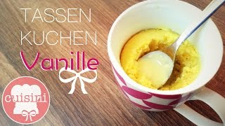 Tassenkuchen Vanille mit flüssigem Kern  Ohne Ei  Mikrowellen Kuchen ohne Nutella  CUISINI [upl. by Garnette]