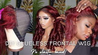 DIY Glueless Frontal Wig  No Elastic Band  DETAILED [upl. by Clemence]