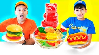 Jason and Alex play Gummy vs Real food challenge [upl. by Mcclelland430]