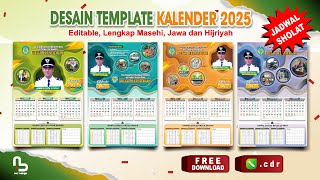 Desain Kalender 2025  LENGKAP Hijriyah Jawa amp Jadwal Sholat FREE CDR  nurdesigns [upl. by Parlin]