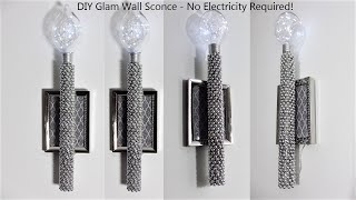 Dollar Tree DIY Wall Sconce  No Electrical Wiring  Glam Home Decor  High End Look [upl. by Hey868]