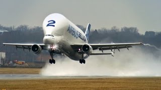 Airbus Beluga A300600ST  Takeoff at Hamburg Finkenwerder [upl. by Aitnahc]