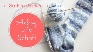 Socken stricken 1  Anfang und Schaft  Stricken für Anfänger [upl. by Akimik]