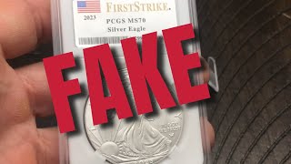 Beware Counterfeit American Silver Eagle in MS70 PCGS Slab  Pay Attention to these Details [upl. by Ardnatal]