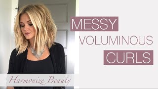 Voluminous Messy Curls  HarmonizeBeauty [upl. by Lenes]