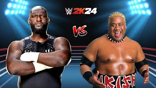 WWE 2K24 Omos VS Rikishi  No Disqualification Match  WWE United States Championship [upl. by Otilopih]