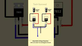 Adjustable Voltage Regulator 24v to 5v And 12v dc Diagram Circuit reels vlog viralshorts [upl. by Atnoek]