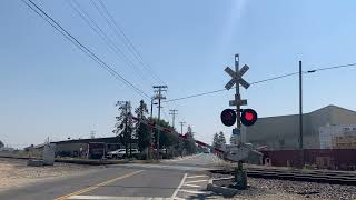 Amtrak CDTX 6963 San Joaquins Train 714 South Tully Rd Railroad Crossing Hughson CA [upl. by Farlay]