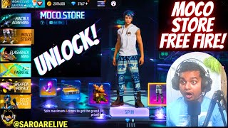 NEW MOCO STORE IN LUCK ROYALE  FREE FIRE BACKPACK amp PATTERNED CASUAL PANTS EVENT  FF MOCO EVENTS [upl. by Lleunamme]