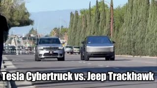 Drag Race Tesla Cybertruck vs Jeep Trackhawk [upl. by Ainola467]