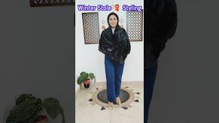 Winter ❄️ Stole 🧣 Styling ✨winterfashion shawltutorial styling style shorts shorts [upl. by Ahsinrats]