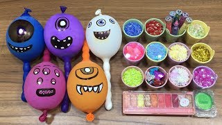 Making Slime with Funny Balloons  Mixing Eyeshadow and Glitter into Slime Satisfying Slime Video [upl. by Mailliwnhoj]