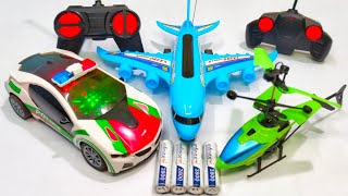 Radio Control Airplane A380 and Remote Control Rc Police Car helicopter aeroplane plane caar toy [upl. by Fionnula859]