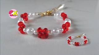 Very Easy ampSimple Bracelet Design Diy pearl Beaded 115 Braceletpatterns Mini ampcute bracelet [upl. by Aniv500]