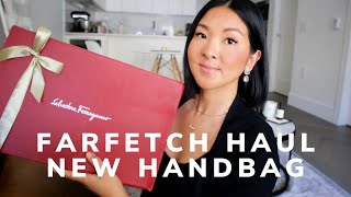 FARFETCH HAUL  NEW FERRAGAMO HANDBAG JACQUEMUS NIKE AND MORE [upl. by Corene]