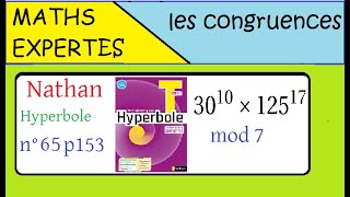 Terminale Maths ExpertesArithmétique et congruenceExercice 65 p 153 Nathan Hyperbole [upl. by Leiria]