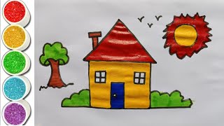 House Drawing  How to Draw House  House Drawing for kids [upl. by Anerb712]