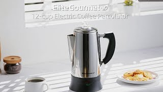 Elite Gourmet Electric 12Cup Coffee Percolator  Coffee Percolator Review  Best Coffee Percolator [upl. by Ecar]