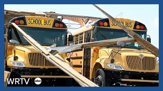 EF2 tornado damages FranktonLapel School Admin building [upl. by Zanahs]