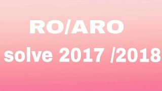 RoARO 2018 answer key [upl. by Natie]