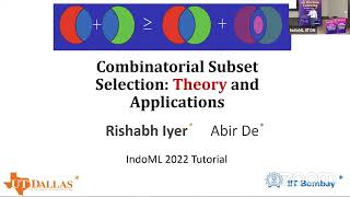 IndoML 2022  Day 1 Session 2  Tutorial Prof Abir De  Part I  and Prof Rishabh Iyer Part II [upl. by Mackey]