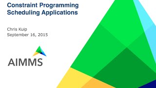 Product Training webinar Constraint Programming Scheduling Applications [upl. by Noterb]