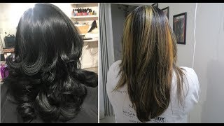 BALAYAGE HIGHLIGHTS ON BLACK HAIR  HAIR COLOR TUTORIAL [upl. by Hyams]